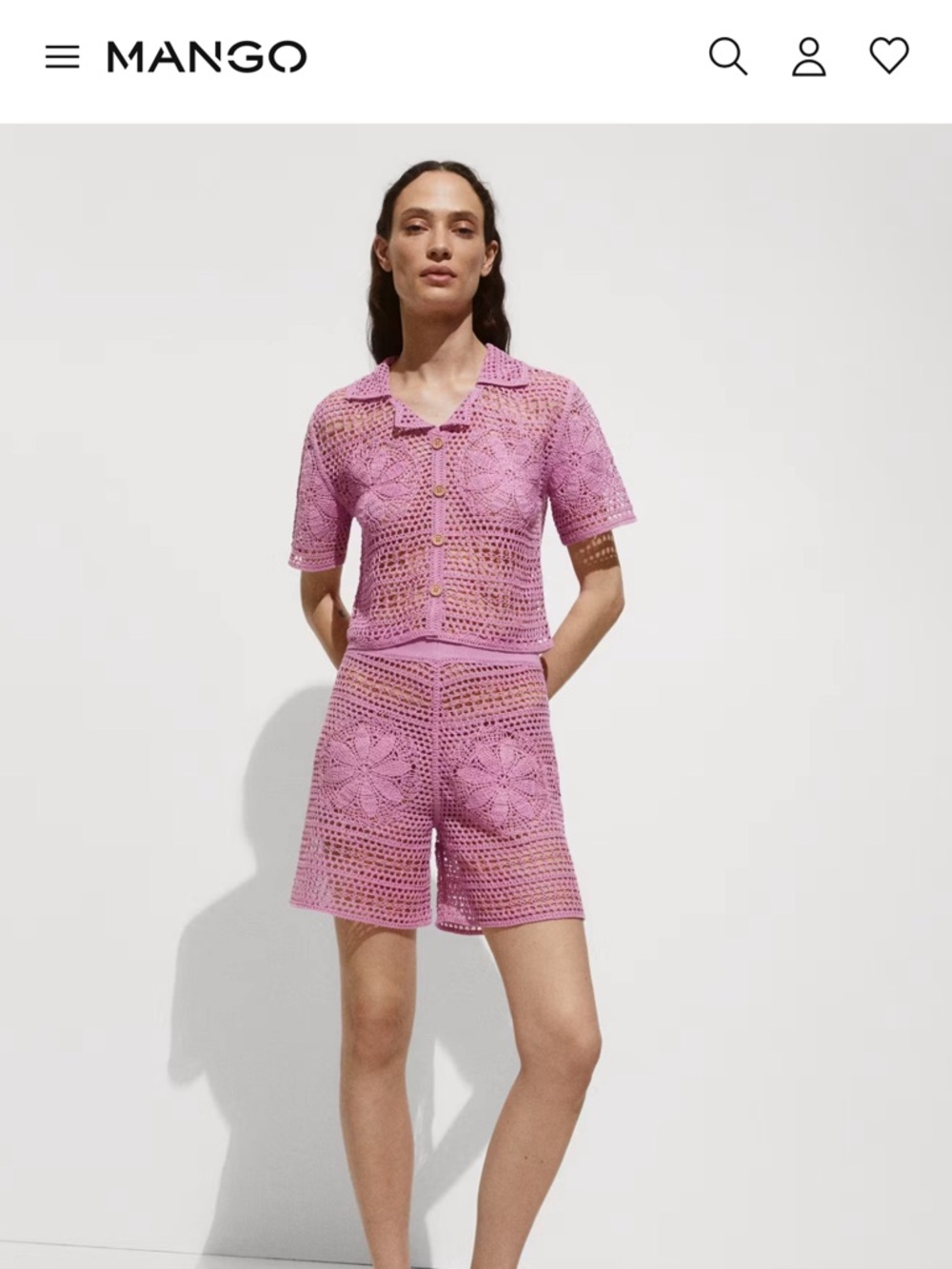 Light/Pastel Purple Crochet Knit Top Mango size L